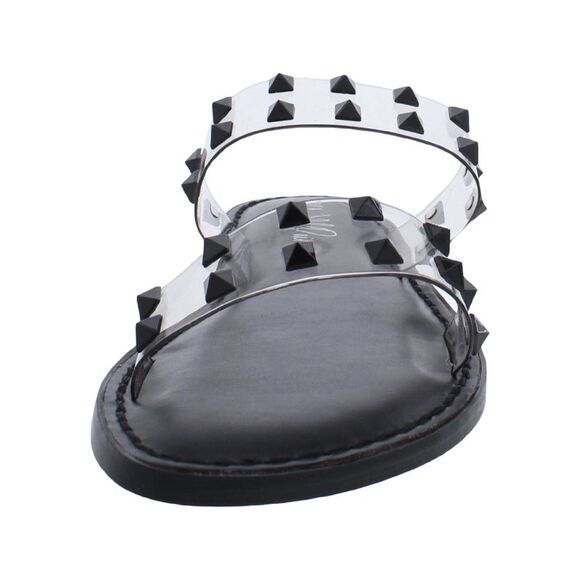 WILD PAIR Womens Black Double Band Ginnie Round Toe Slip On Slide Sandals 9 M - Picture 2 of 3